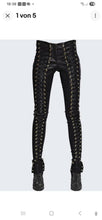 Load image into Gallery viewer, Women's Lace Up Black Leather Pants. 2025 Real Soft Sheepskin Biker Leather Pant.