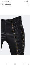 Load image into Gallery viewer, Women's Lace Up Black Leather Pants. 2025 Real Soft Sheepskin Biker Leather Pant.