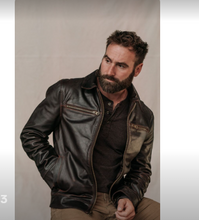 Load image into Gallery viewer, Men's New Brown Luxury Leather Jacket. Real Soft Sheepskin Biker Leather Jacket XL.