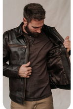 Load image into Gallery viewer, Men's New Brown Luxury Leather Jacket. Real Soft Sheepskin Biker Leather Jacket XL.