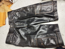 Load image into Gallery viewer, Men's Black Six Pockets leather Short. Real Soft Sheepskin leather Shorts & Briefs.