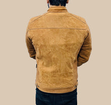 Load image into Gallery viewer, Men's Classic Brown Bomber Biker Leather Jacket| Genuine Soft Sheepskin Leather.