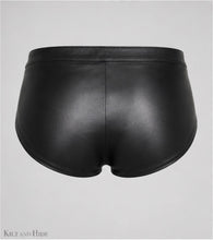 Load image into Gallery viewer, Black Genuine Sheepskin Leather Low Rise Hot Shorts, Curved Hem Biker Clubwear