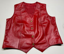 Load image into Gallery viewer, Women's & Girls New Motorbike Leather Vest. Real Soft Sheepskin Red Leather Vest.