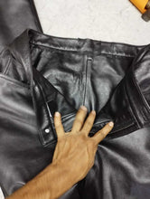 Load image into Gallery viewer, Men's Black Double Layered Leather Pant. Real Soft Lambskin Biker Leather Pant.