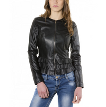 Load image into Gallery viewer, Women's New Black Motorcycle Leather Jacket. Real Soft Sheepskin Designer Leather.
