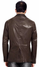 Load image into Gallery viewer, Brand New Men's Brown Color Leather Blazer. Real Soft Lambskin Leather Overcoat.