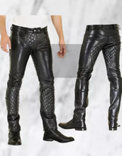 Load image into Gallery viewer, New Men's Quilted Biker Leather Pant. Real Soft Sheepskin Designer Leather Pant
