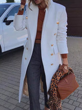 Load image into Gallery viewer, Women's White Trench Leather Long coat. Real Soft Lambskin Leather Stylish Coat.