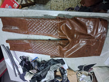 Load image into Gallery viewer, Men's Distress Brown Quilted Leather Pant| Real Cowhide 8 Pockets Leather Pant 34