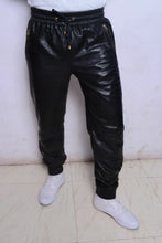 Load image into Gallery viewer, New Men's Leather Black Lambskin Sweat Pants. Real Soft Leather Joggers trousers