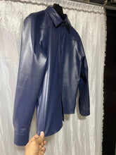 Load image into Gallery viewer, Men's New Premium Blue Leather Shirt. Real Soft Sheepskin Biker leather Shirts M.