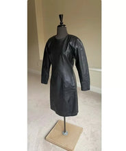 Load image into Gallery viewer, Women's Full Sleeves Leather Dress| Genuine Sheepskin Leather Skinny Casual Dress