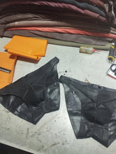 Load image into Gallery viewer, A pair of 2 Men's Black Gladiator Style Briefs. Real Sheepskin Leather Jocks 34.