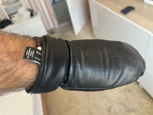 Load image into Gallery viewer, Men's & boys black biker Leather T-Shirt and hand gloves. Real Soft Sheepskin leather Tshirt