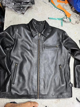 Load image into Gallery viewer, New Men's Black Biker Leather Jacket. Real Soft Sheepskin Leather Casual Jacket M.