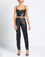 Load image into Gallery viewer, Women's Black Leather Biker Pants. Real Soft Lambskin High Waisted Leather Pant.