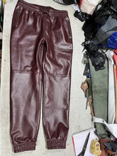 Load image into Gallery viewer, Men's Leather Burgundy Lambskin Sweat Pants. Handmade Soft Leather Joggers trousers 34.