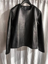 Load image into Gallery viewer, New Men's & Boys Black Leather Sweatshirt. Real Lambskin Leather Customized T-shirt.