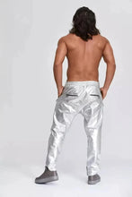 Load image into Gallery viewer, New Men's Leather Silver Lambskin Sweat Pants. Real Soft Leather Joggers trousers 34
