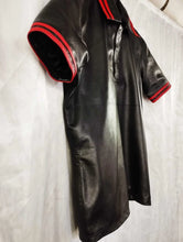 Load image into Gallery viewer, Men's & boys black biker Leather T-Shirt. Real Soft Sheepskin leather| Collared.