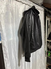 Load image into Gallery viewer, Mens & boys Black Premium Leather Hoodie. Real Soft Sheepskin leather Hoody XL.