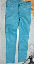 Load image into Gallery viewer, Mens New Turquoise Leather Sweat Pants. Genuine Soft Lambskin Leather Jeans Pant
