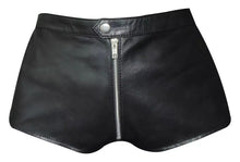 Load image into Gallery viewer, New Men's Black Zipper Leather Shorts. 2024 Real Soft Sheepskin leather Shorts 34