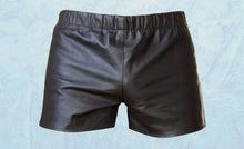Load image into Gallery viewer, Men's Black Double Layered leather Boxer shorts| Genuine Soft Sheepskin Leather Shorts.