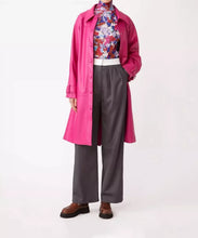 Load image into Gallery viewer, Women's New Pink Color Trench Leather coat. Real Soft Lambskin Leather Long Coat