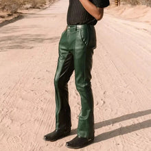 Load image into Gallery viewer, Men's Green Party Leather Jeans Style Pant| Genuine Lambskin Leather Biker Pant.