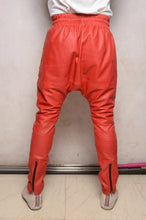 Load image into Gallery viewer, New Mens Leather Red Lambskin Sweat Pant| Real Soft Leather Drop Crotch Joggers 34.