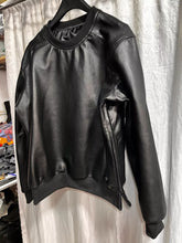 Load image into Gallery viewer, Mens & Boys Black Leather Sweatshirt. Real Lambskin Leather Customized T-shirt M