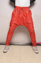 Load image into Gallery viewer, New Mens Leather Red Lambskin Sweat Pant| Real Soft Leather Drop Crotch Joggers 34.