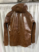 Load image into Gallery viewer, New Men's Distressed Brown Hooded Bomber Leather Jacket| Real Soft Cowhide Leather Hoody