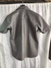 Load image into Gallery viewer, New Mens Gray Color Casual Leather Shirt. Genuine Sheepskin leather Shirt Jacket