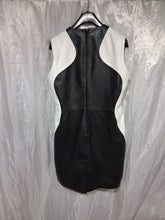 Load image into Gallery viewer, Women's black and white short leather dress. Mini dress made of genuine soft sheepskin leather