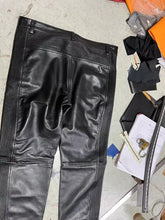 Load image into Gallery viewer, Pair of 2 men's black, brown quilted biker leather pants. Pants made of real soft sheepskin leather.