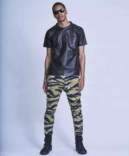 Load image into Gallery viewer, Men's & Boys 100 % Real High Quality Soft Lambskin Black Leather Biker T-Shirt