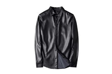 Load image into Gallery viewer, New Men's & boys black Leather Shirt & Trouser. Real Soft Sheepskin leather Outfit XL.