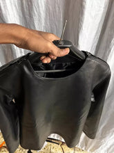 Load image into Gallery viewer, New Men's & Boys Black Leather Sweatshirt. Real Lambskin Leather Customized T-shirt.