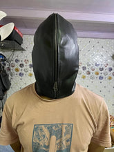 Load image into Gallery viewer, New Double Layered Leather Zipper mask. Real sheepskin leather hooded laced mask