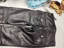 Load image into Gallery viewer, Men's New Black Premium Leather Pant. Real Soft Lambskin Biker Leather Pant.