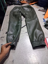 Load image into Gallery viewer, Men's Leather Green Lambskin Sweat Pants. Handmade Soft Leather Joggers trousers 34.