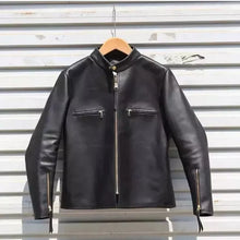 Load image into Gallery viewer, Men's Black Luxury Motorcycle Leather Jacket. Real Soft Lambskin Leather Jacket.
