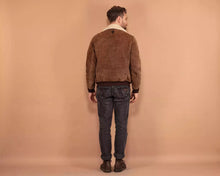 Load image into Gallery viewer, Men's B-3 Suede Leather Casual Jacket. Real Sheepskin Shearling Leather Jacket M