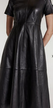 Load image into Gallery viewer, Womens New Black Crop Leather Dress. Slim Fit Long Dress. Real Lambskin Leather