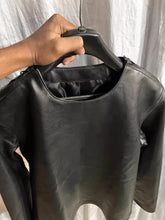 Load image into Gallery viewer, New Men's & Boys Black Leather Sweatshirt. Real Lambskin Leather Customized T-shirt.