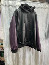 Load image into Gallery viewer, New Men's Black & Purple Leather Hoody| Genuine Sheepskin Leather Hooded Jacket M