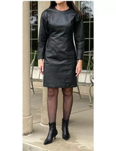 Load image into Gallery viewer, Women's Full Sleeves Leather Dress| Genuine Sheepskin Leather Skinny Casual Dress